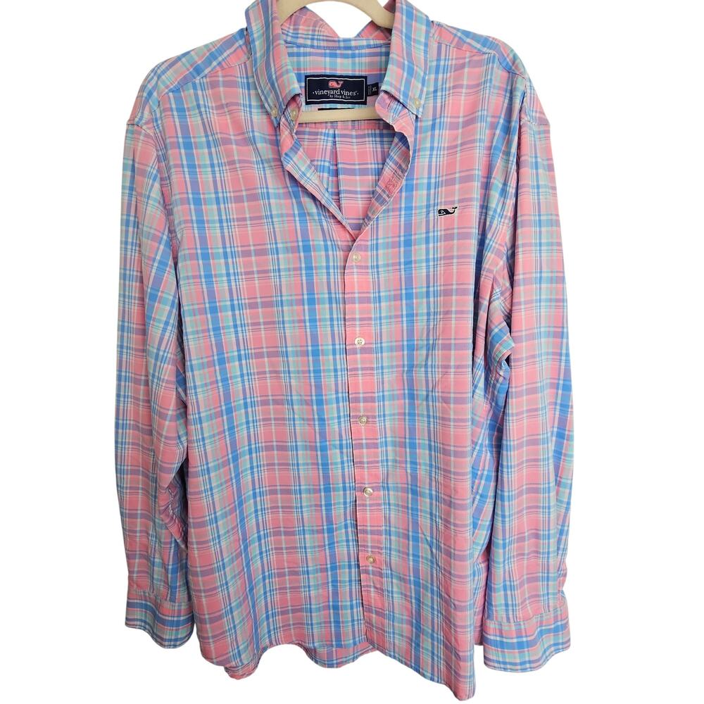 Vineyard Vines Mens Plaid Whale Shirt Size XL Preppy Nantucket Classic Old Money